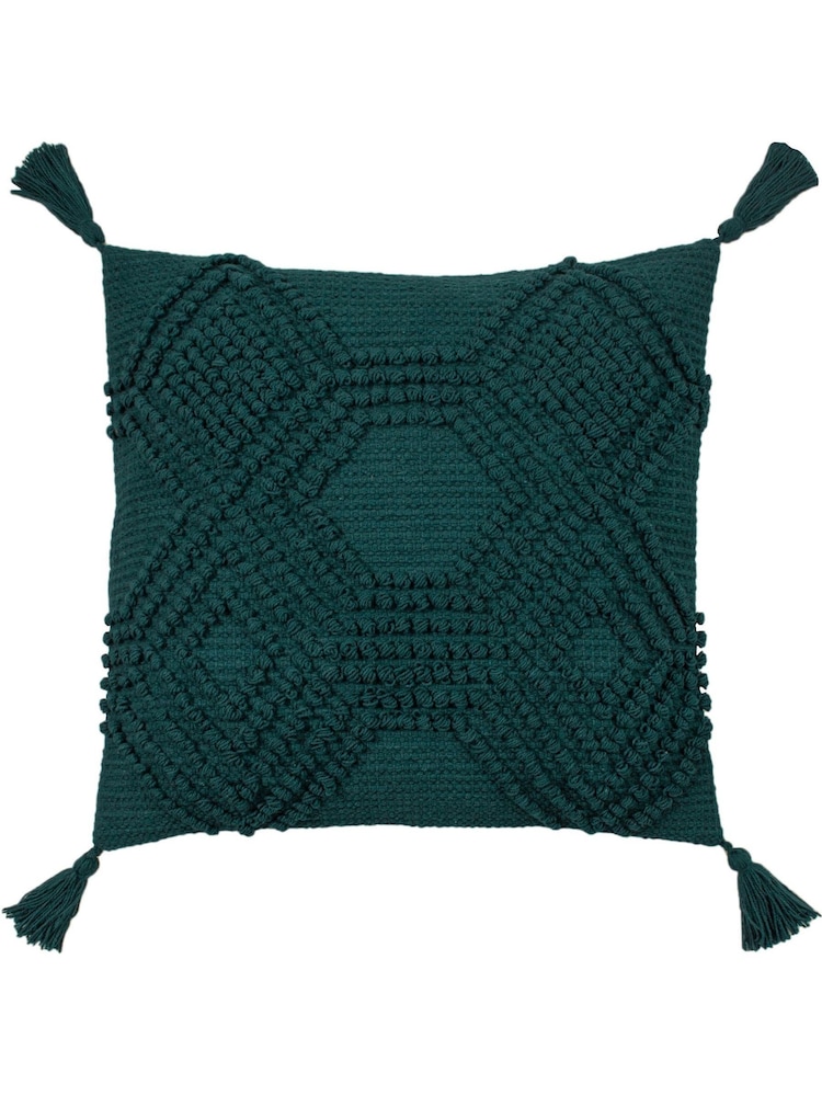 furn. Teal Blue Halmo Woven Polyester Filled Cushion - Image 2 of 6