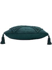 furn. Teal Blue Halmo Woven Polyester Filled Cushion - Image 5 of 6