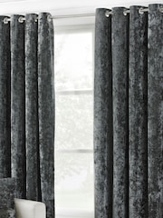 Riva Paoletti Pewter Grey Verona Crushed Velvet Eyelet Curtains - Image 1 of 4