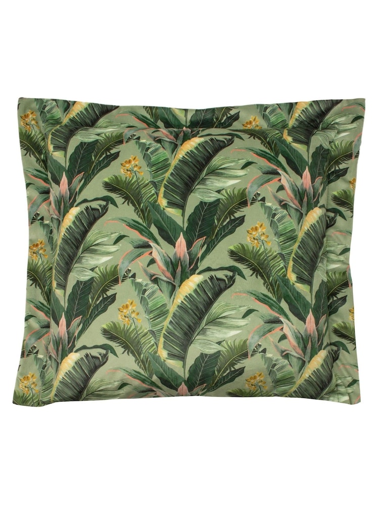 Evans Lichfield Multicolour Manyara Leaves Velvet Polyester Filled Cushion - Image 1 of 4