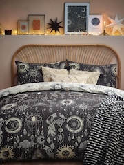 furn. Black Constellations Duvet Cover and Pillowcase Set - Image 1 of 3