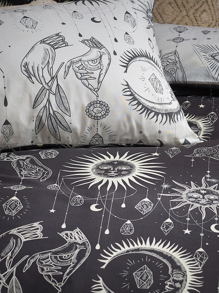 furn. Black Constellations Duvet Cover and Pillowcase Set - Image 3 of 3