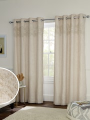 Natural Enya Linen Look Eyelet Curtains - Image 1 of 4