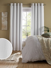 White Next Soft Crinkle Blackout Eyelet Curtains - Image 1 of 8
