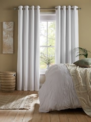 White Next Soft Crinkle Blackout Eyelet Curtains - Image 3 of 8