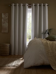 White Next Soft Crinkle Blackout Eyelet Curtains - Image 4 of 8