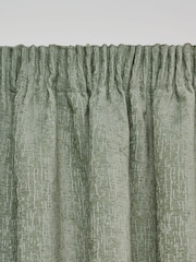 Green Sage Heavyweight Chenille Pencil Pleat Lined Curtains - Image 6 of 7
