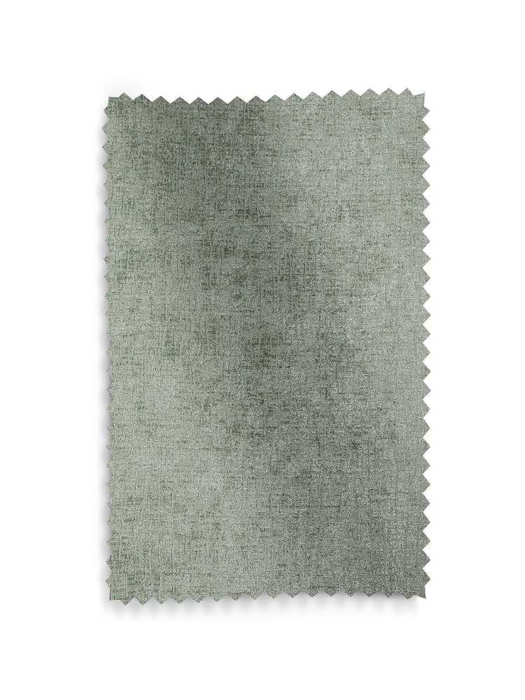 Green Sage Heavyweight Chenille Pencil Pleat Lined Curtains - Image 7 of 7