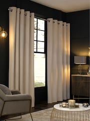 Natural Oatmeal Matte Velvet Lined Curtains - Image 1 of 8