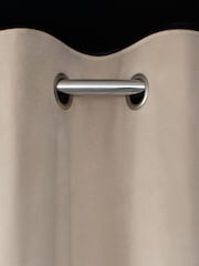 Natural Oatmeal Matte Velvet Lined Curtains - Image 6 of 8