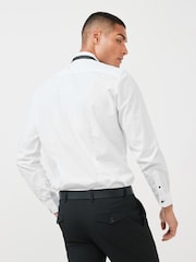 White Slim Fit Single Cuff Dress Shirt and Bow Tie Set - Image 3 of 6