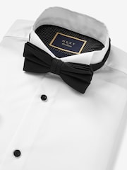 White Slim Fit Single Cuff Dress Shirt and Bow Tie Set - Image 5 of 6