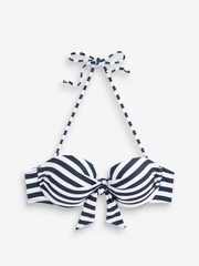 Navy/White Stripe Padded Bandeau Top Printed Bikini - Image 7 of 7