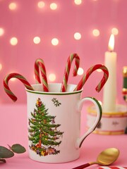 Spode Set of 4 White Christmas Tree Mugs - Image 1 of 4