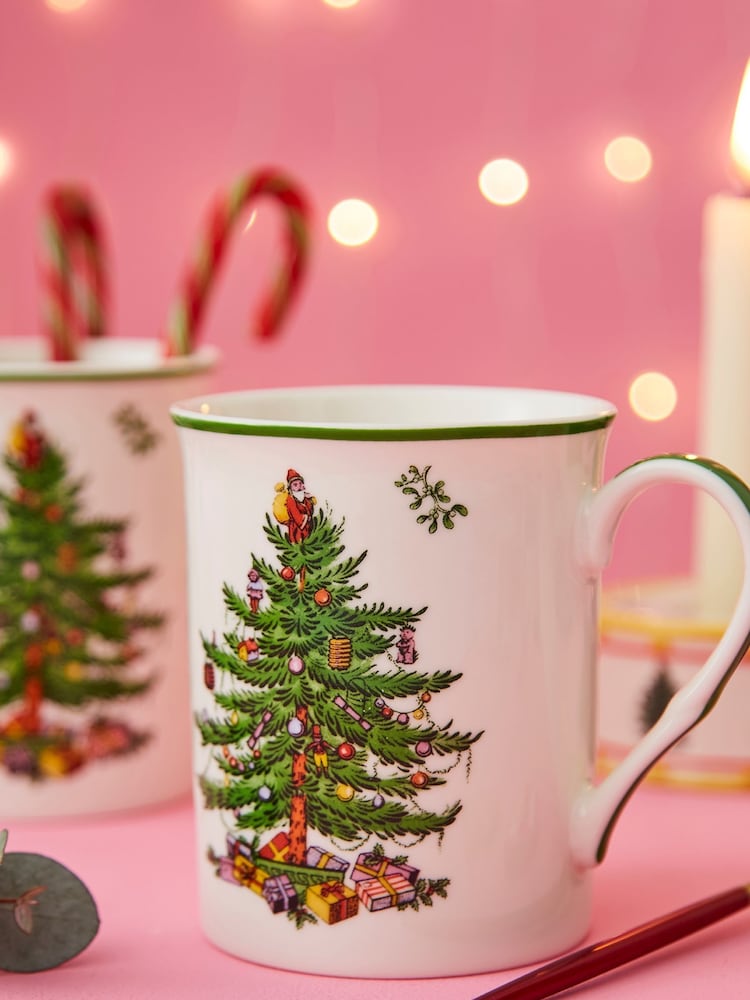 Spode Set of 4 White Christmas Tree Mugs - Image 2 of 4