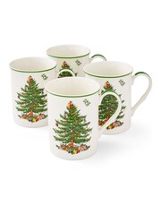 Spode Set of 4 White Christmas Tree Mugs - Image 3 of 4