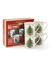 Spode Set of 4 White Christmas Tree Mugs - Image 4 of 4