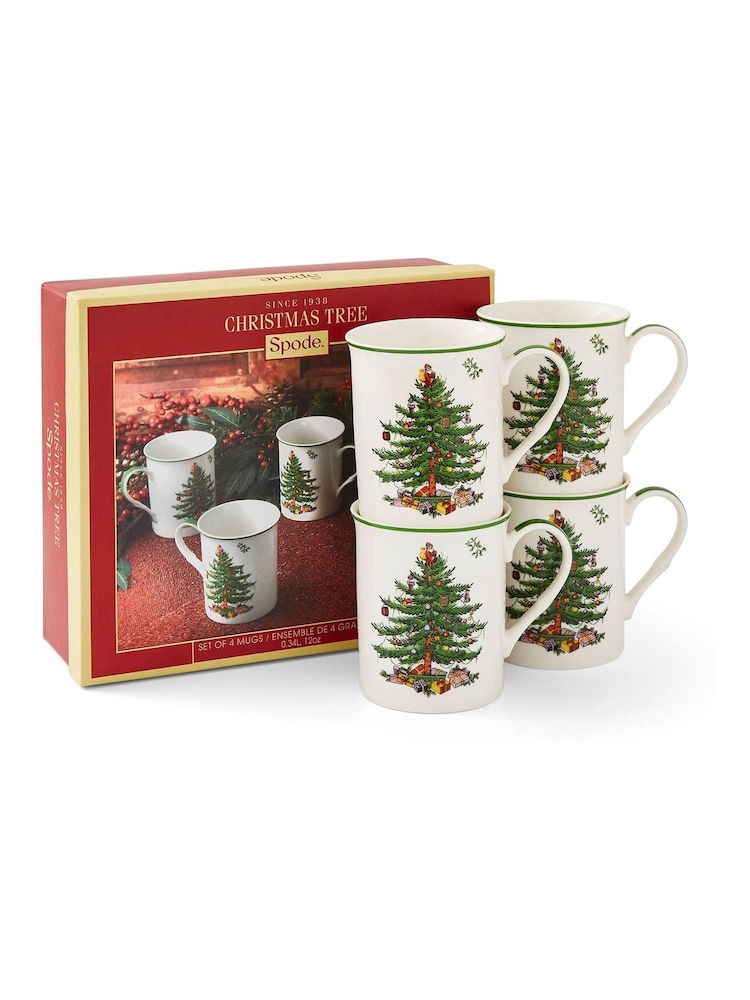Spode Set of 4 White Christmas Tree Mugs - Image 4 of 4