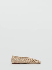 Mango Cream Woven Ballet Shoes - Image 1 of 4