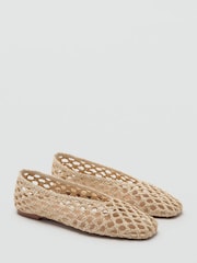Mango Cream Woven Ballet Shoes - Image 2 of 4