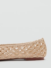 Mango Cream Woven Ballet Shoes - Image 3 of 4