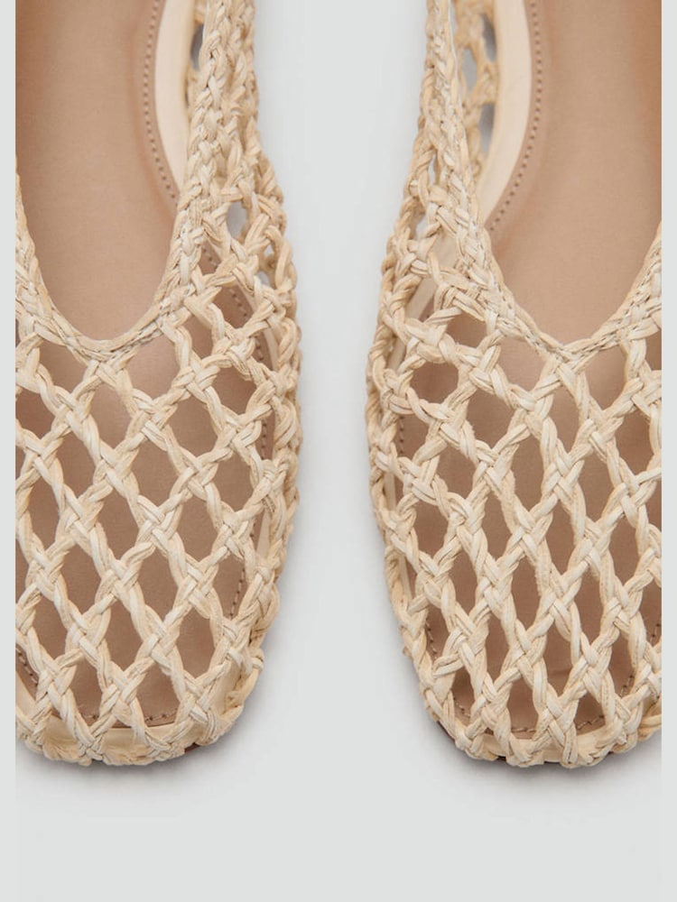 Mango Cream Woven Ballet Shoes - Image 4 of 4 Mango Cream Woven Ballet Shoes - Image 4 of 4