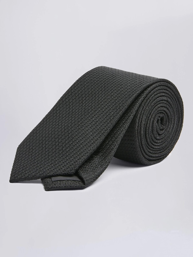MOSS Black Textured Tie - Image 2 of 2