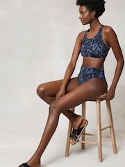 Mint Velvet Navy Blue Animal High Waist Bikini Briefs - Image 6 of 7