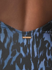 Mint Velvet Navy Blue Animal Tummy Control Plunge Swimsuit - Image 7 of 8