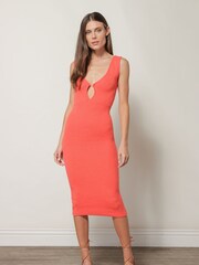 Line & Dot Orange Reese Midi Dress - Image 1 of 4