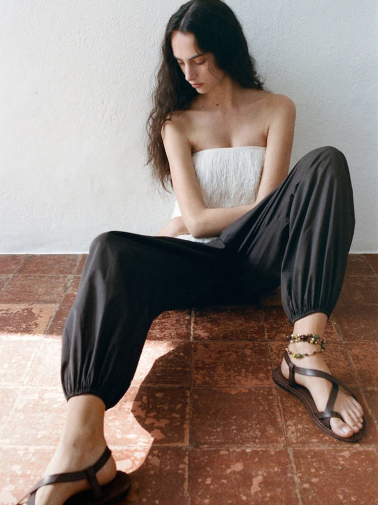 Mango Brown Leather Sandals - Image 1 of 5 Mango Brown Leather Sandals - Image 1 of 5