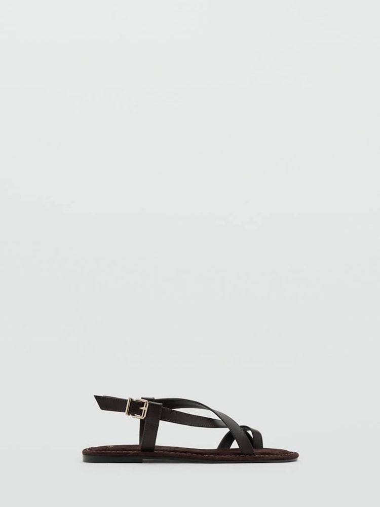 Mango Brown Leather Sandals - Image 2 of 5 Mango Brown Leather Sandals - Image 2 of 5