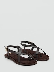 Mango Brown Leather Sandals - Image 3 of 5