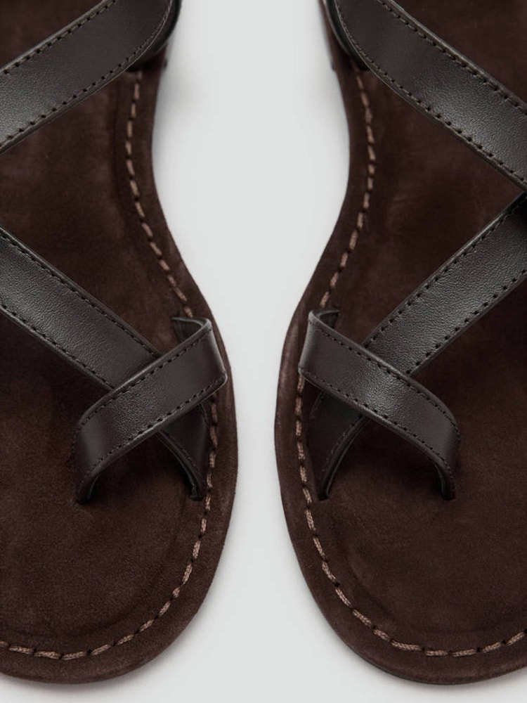 Mango Brown Leather Sandals - Image 5 of 5 Mango Brown Leather Sandals - Image 5 of 5