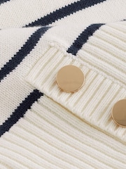 Ecru White and Navy Gold Button Stripe Shirt Layer Jumper - Image 6 of 6