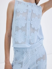 Mango Blue Crochet Vest Top - Image 1 of 8