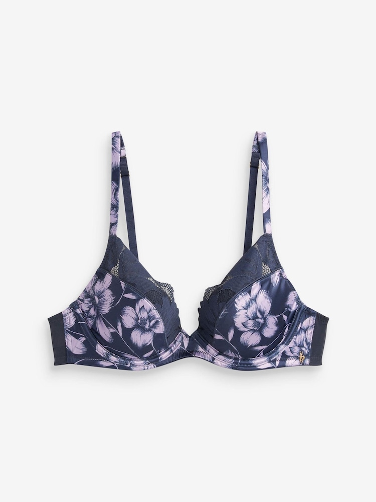 Baker By Ted Baker Tief ausgeschnittener BH aus Satin, Marine/Violett - Bild 5 von 5