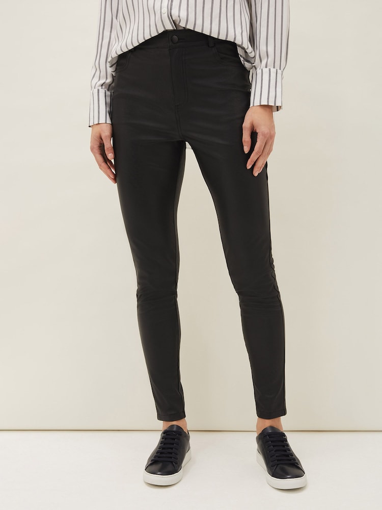 Phase Eight Black Faux Leather Amina Jeggings - Image 1 of 6 Phase Eight Black Faux Leather Amina Jeggings - Image 1 of 6