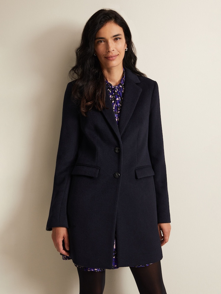 Phase Eight Blue Lydia Wool Car Coat - Image 1 of 8