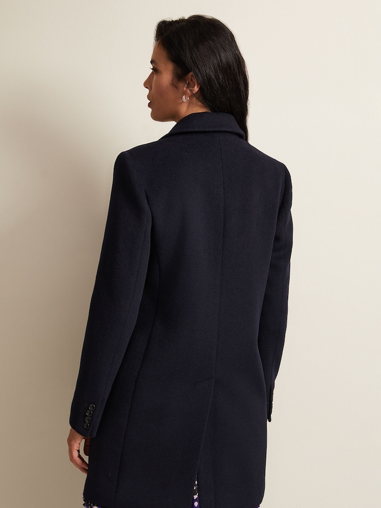 Phase Eight Blue Lydia Wool Car Coat - Image 2 of 8