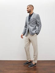 Blue Slim Linen Blend Blazer - Image 2 of 6
