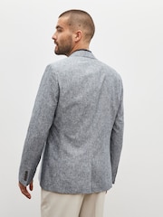 Blue Slim Linen Blend Blazer - Image 3 of 6