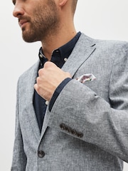 Blue Slim Linen Blend Blazer - Image 4 of 6