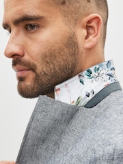 Blue Slim Linen Blend Blazer - Image 5 of 6
