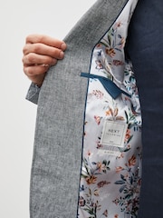 Blue Slim Linen Blend Blazer - Image 6 of 6