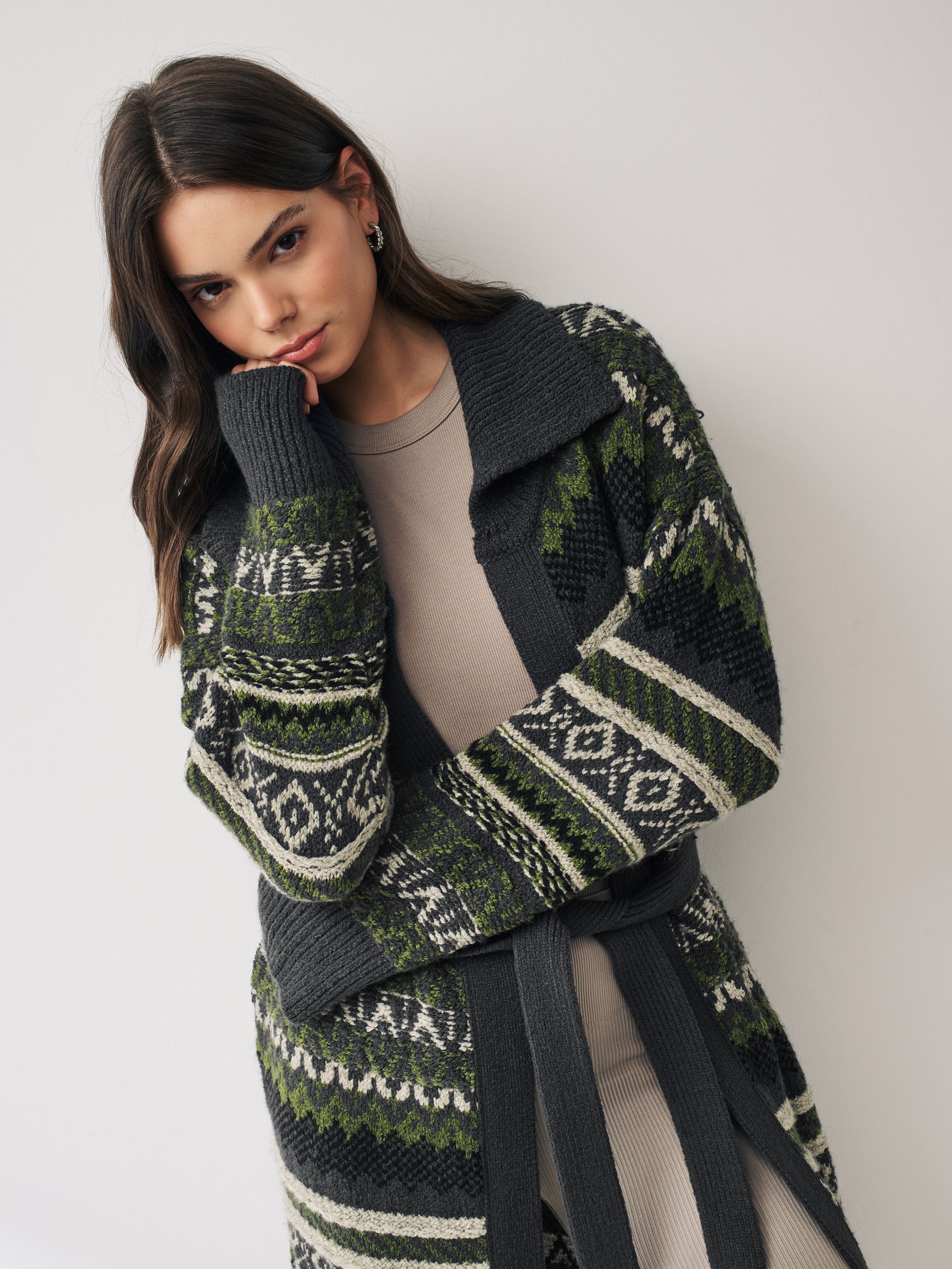 Buy Green Pattern Edge to Edge Cardigan from Next Luxembourg
