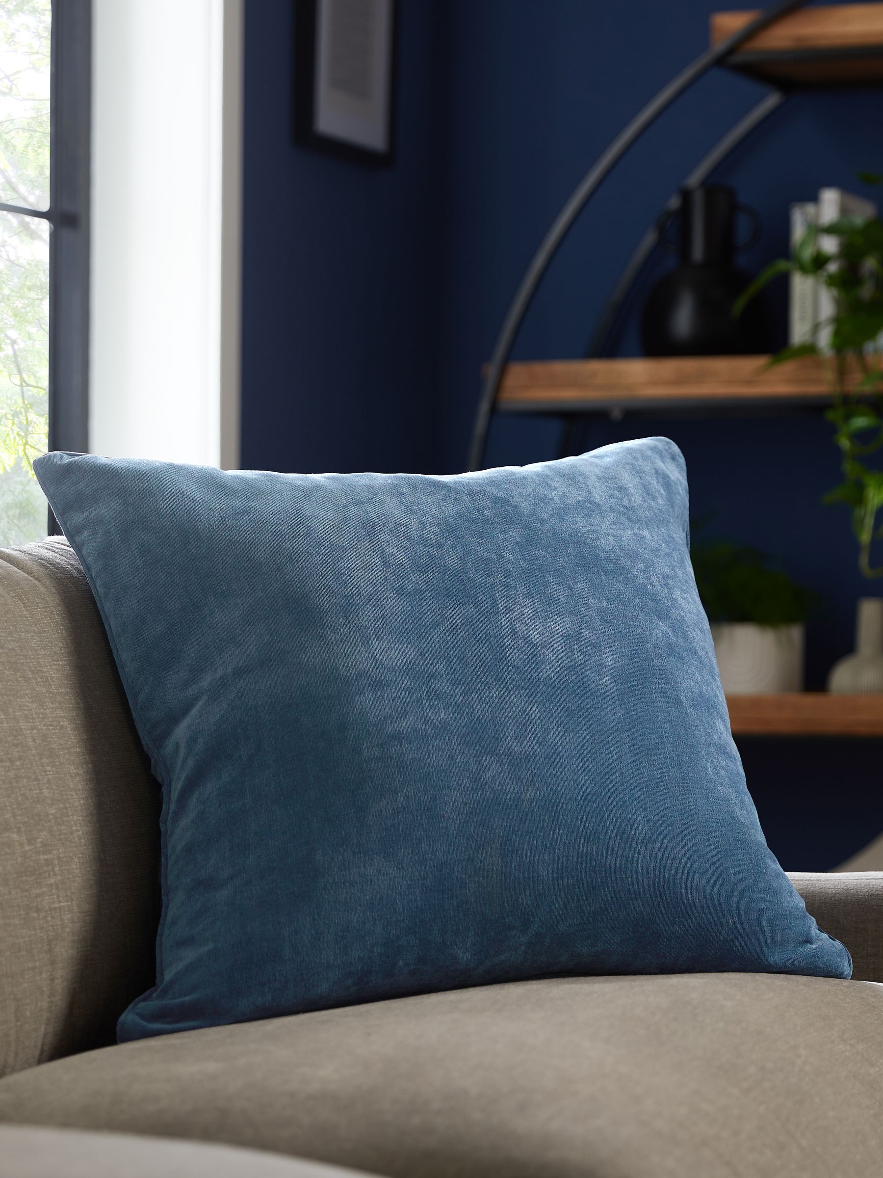 Buy Airforce Blue 59 x 59cm Soft Velour Cushion from the Next UK