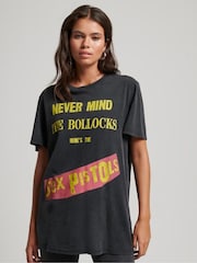 Superdry Dark Black Sex Pistols Limited Edition 100% Cotton T-Shirt - Image 1 of 4