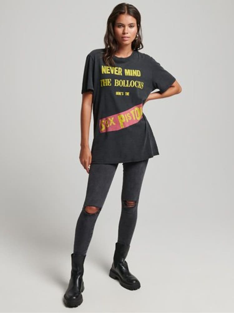 Superdry Dark Black Sex Pistols Limited Edition 100% Cotton T-Shirt - Image 2 of 4