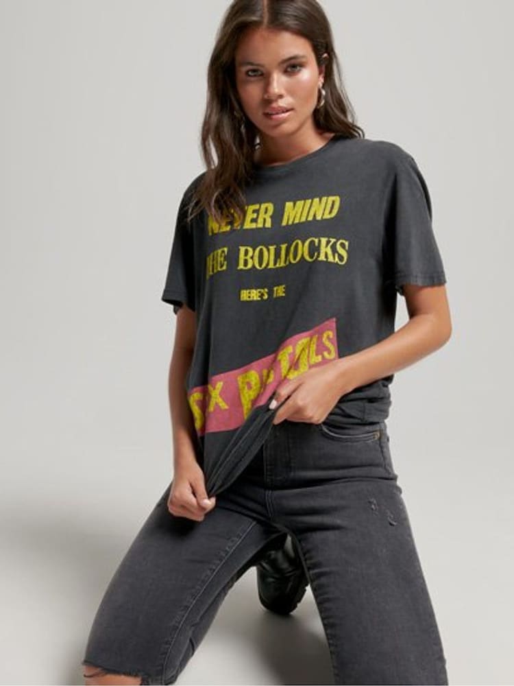 Superdry Dark Black Sex Pistols Limited Edition 100% Cotton T-Shirt - Image 3 of 4